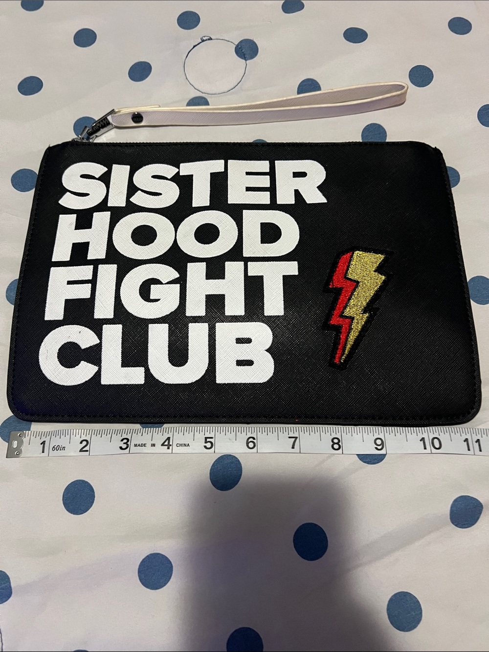 Sisterhood Fight Club Black Wristlet Clutch with Lightning Patch